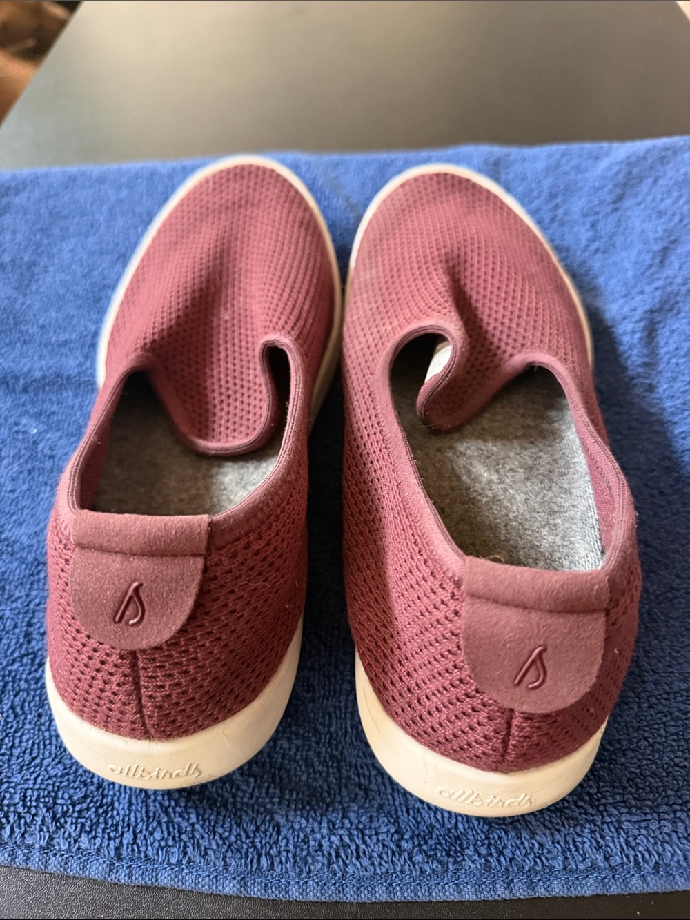 allbirds Women’s Slip-On Sneakers in Burgundy with Cream Soles
